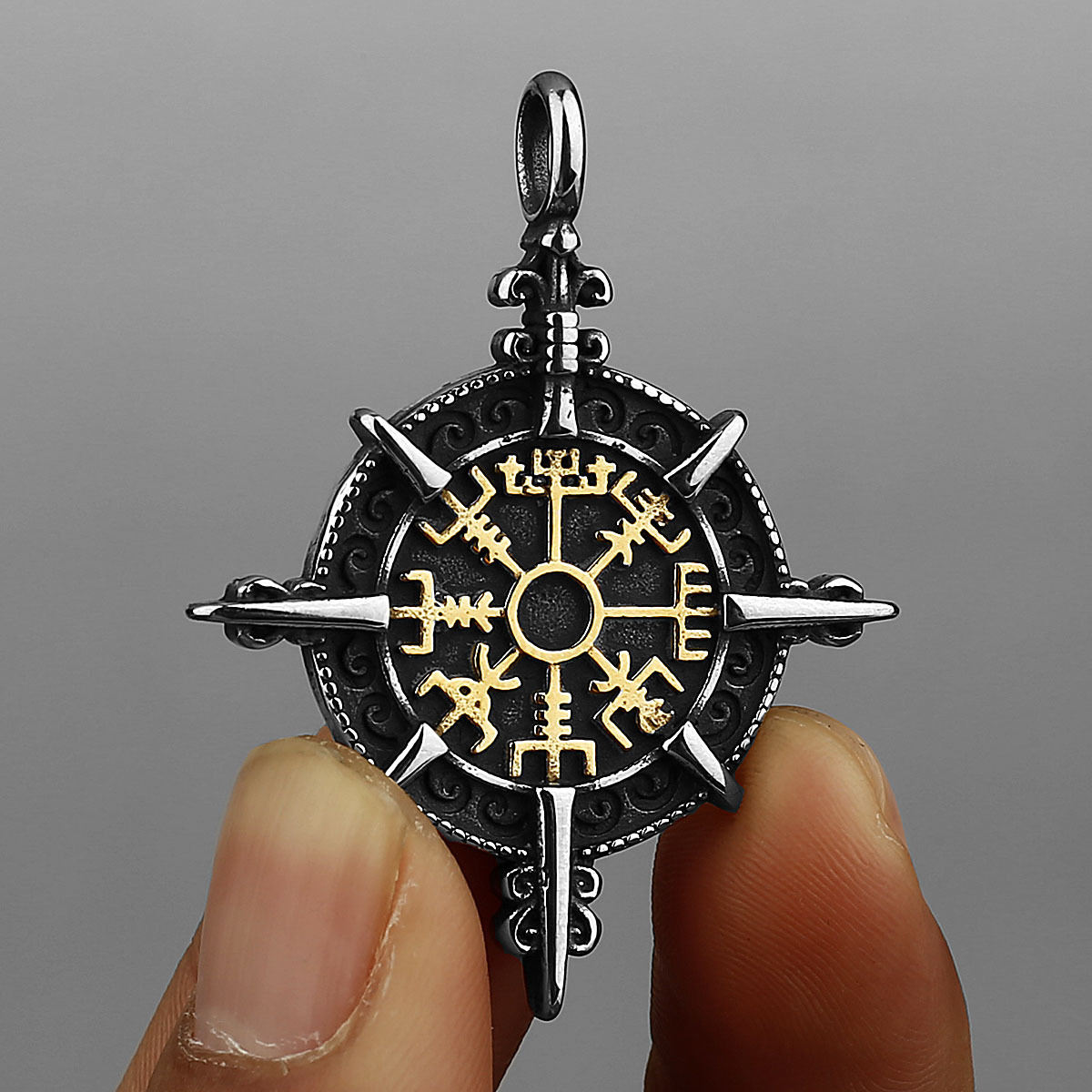 Viking Compass of Strength Pendant Necklace