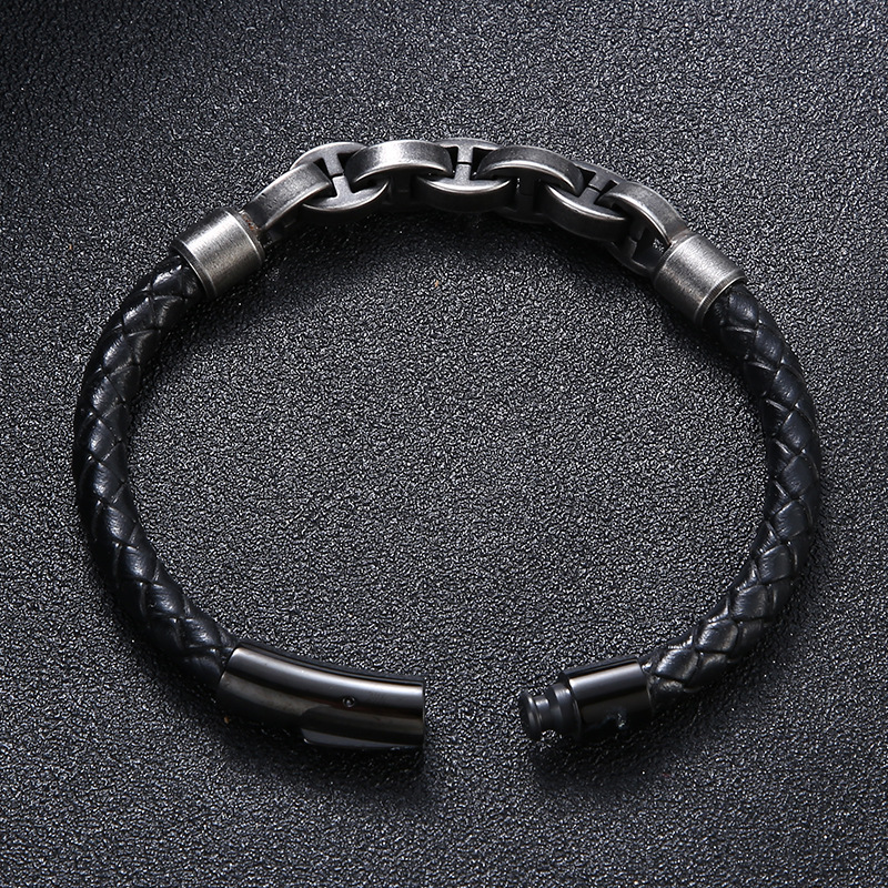 Viking Chain Leather Bracelet