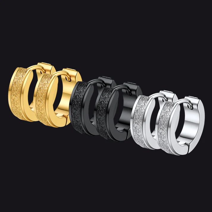 Matte Huggie Hoop Earrings Set of 3 for Men Women