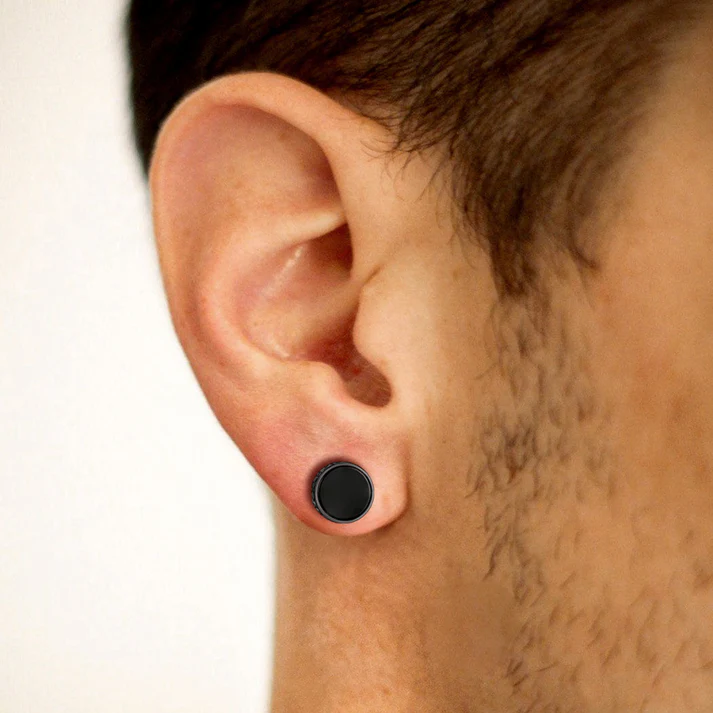 Viking Runes Black Onyx Stud Earrings
