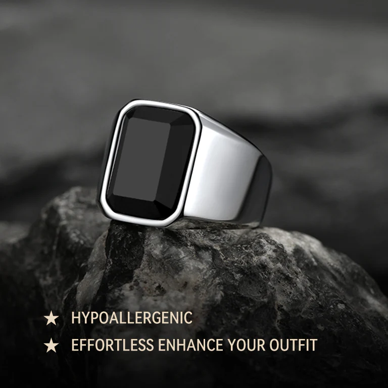 Black Onyx Stone Ring Signet Ring For Men