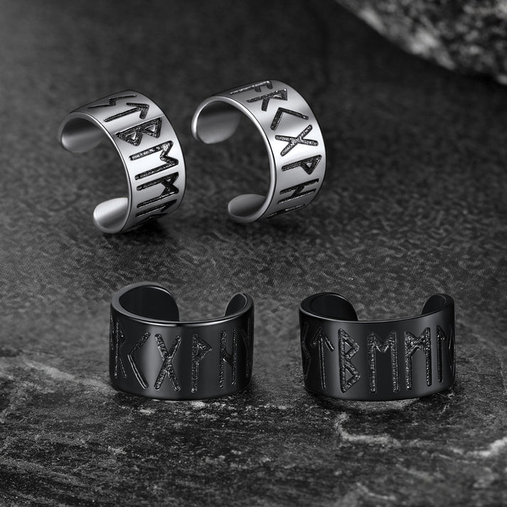 Norse Viking Runes Ear Cuff Earrings for Men Women