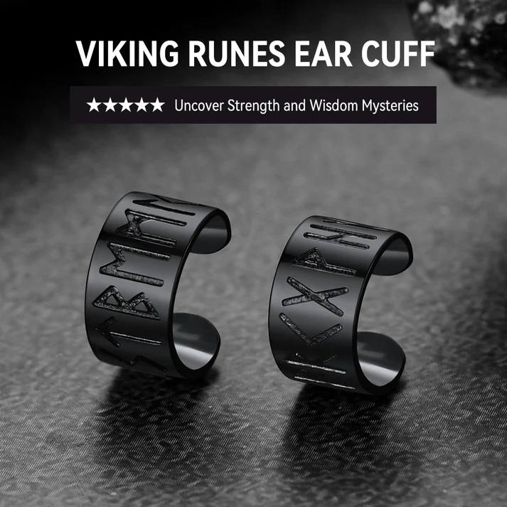 Norse Viking Runes Ear Cuff Earrings for Men Women
