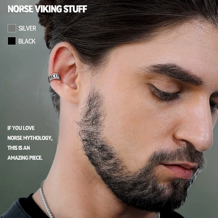 Norse Viking Runes Ear Cuff Earrings for Men Women