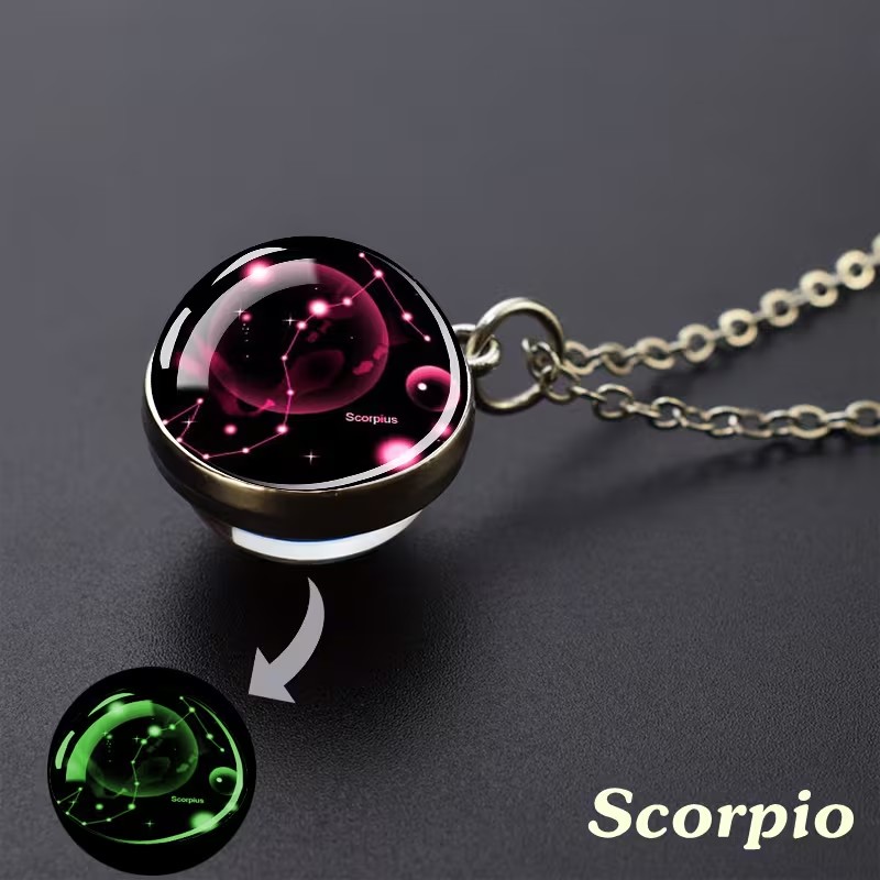 Twelve Constellations Luminous Zodiac Necklace 