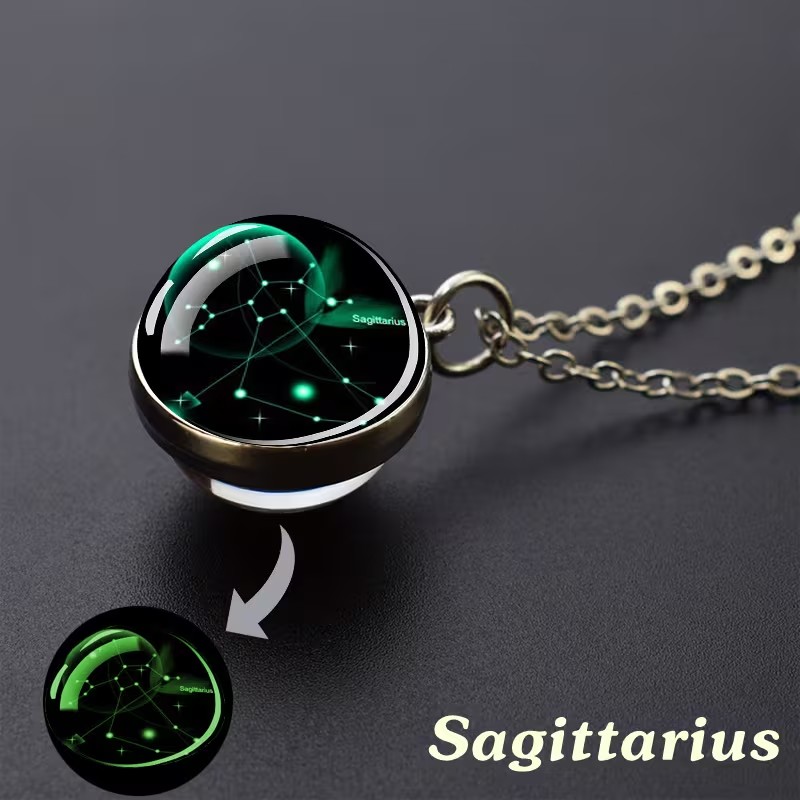 Twelve Constellations Luminous Zodiac Necklace 