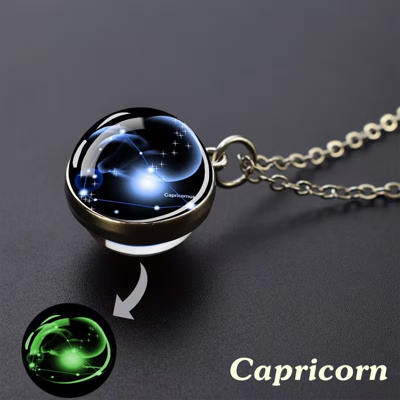 Twelve Constellations Luminous Zodiac Necklace 
