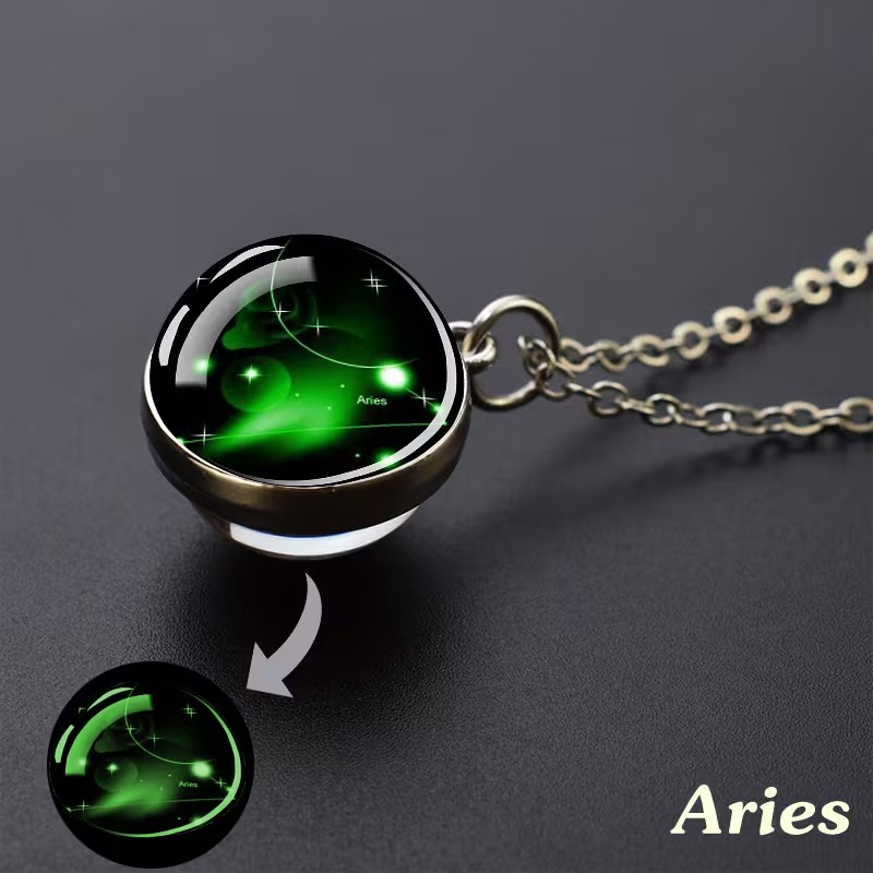 Twelve Constellations Luminous Zodiac Necklace 