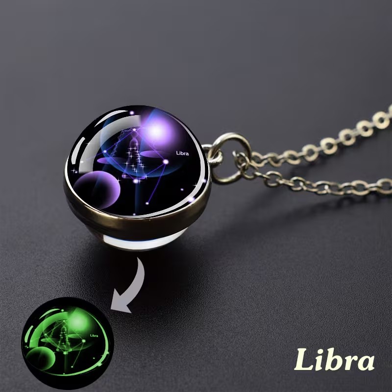 Twelve Constellations Luminous Zodiac Necklace 