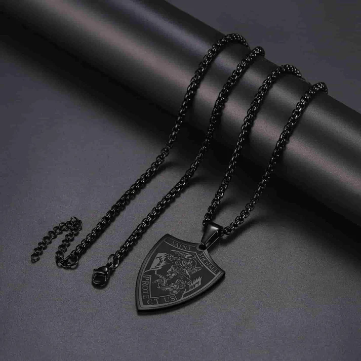 Archangel Saint Michael Shield Pendant Necklace