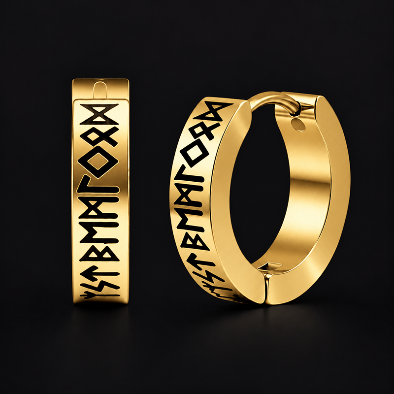 Norse Rune Huggie Earrings