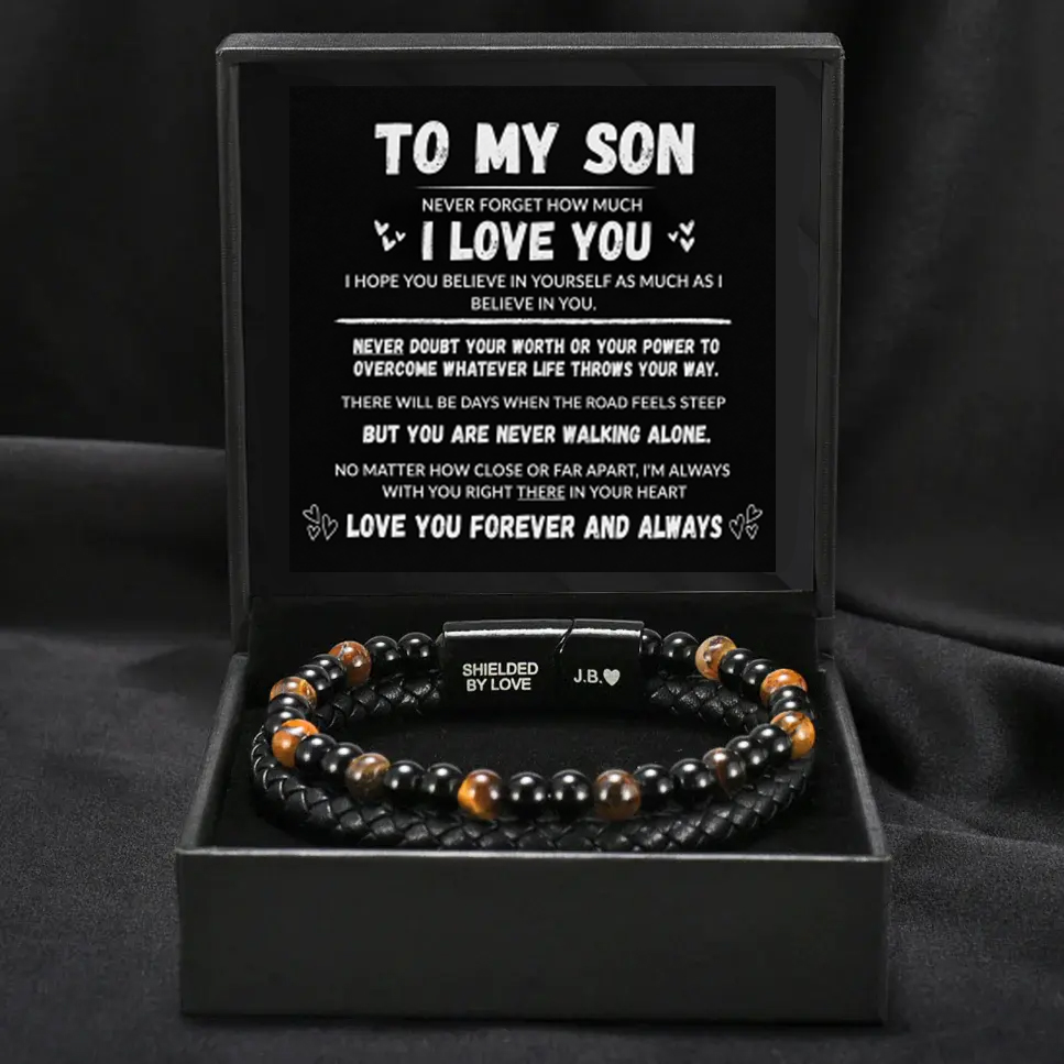 To My Son – You’ll Never Walk Alone Personalized Tiger Eye Bracelet