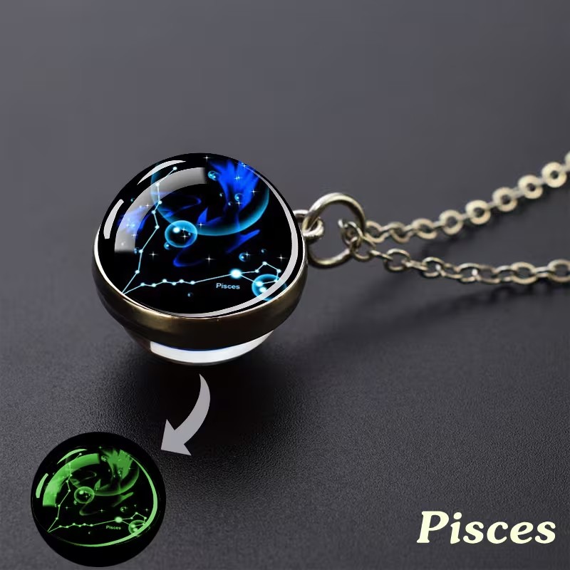 Twelve Constellations Luminous Zodiac Necklace 