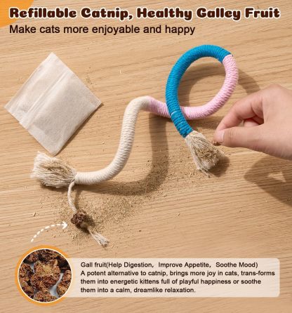 Cat Chew Ropes 4Pcs, Cat Toys for Indoor Cats with Refillable Natural Catnip (19.5 Inches)