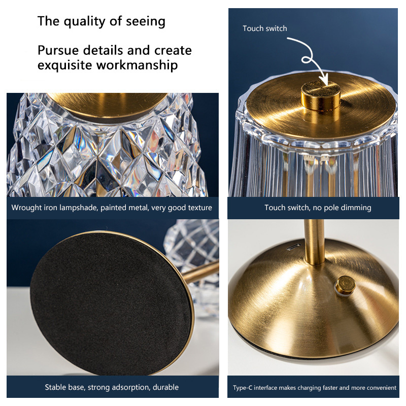 Cordless Table Lamp Rechargeable Touch Led Luxury Large Dable Lamps for Living Room Led Night Light