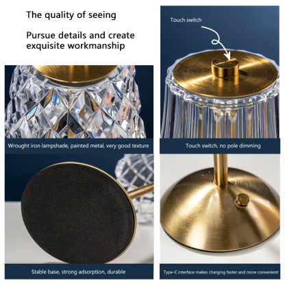 Cordless Table Lamp Rechargeable Touch Led Luxury Large Dable Lamps for Living Room Led Night Light