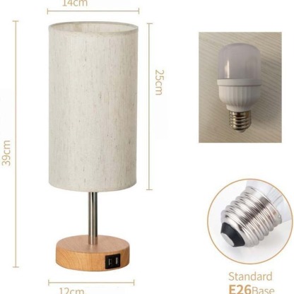 Dimmable Bedside Table Lamp Cylindrical Table Light Minimalist Night Stand Light Lamp USB Charging S