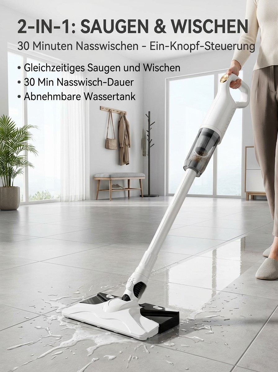 2-in-1 Staub- & Bodenreiniger | 99,9 % Milbenentfernung & Desinfektion
