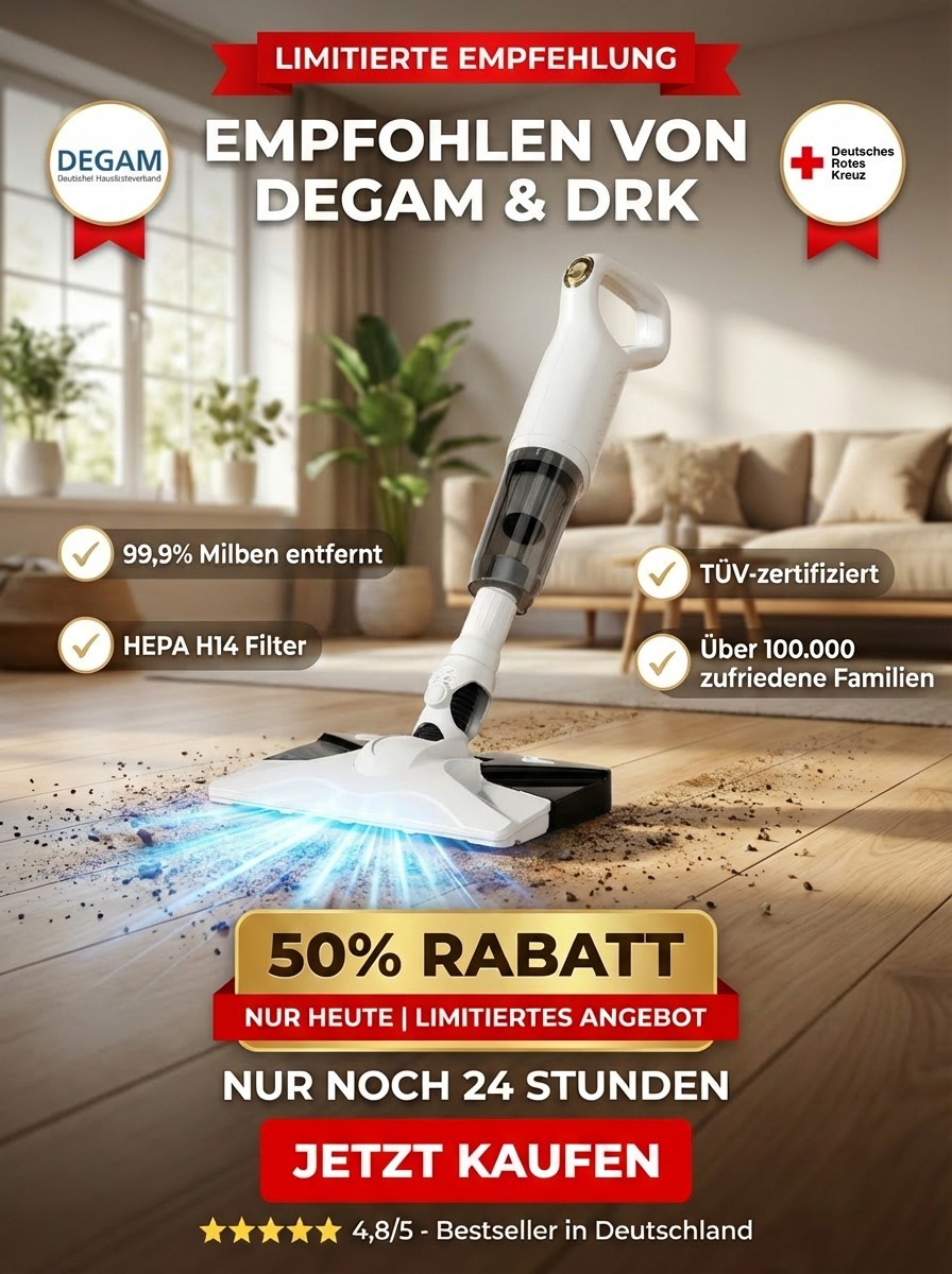 2-in-1 Staub- & Bodenreiniger | 99,9 % Milbenentfernung & Desinfektion
