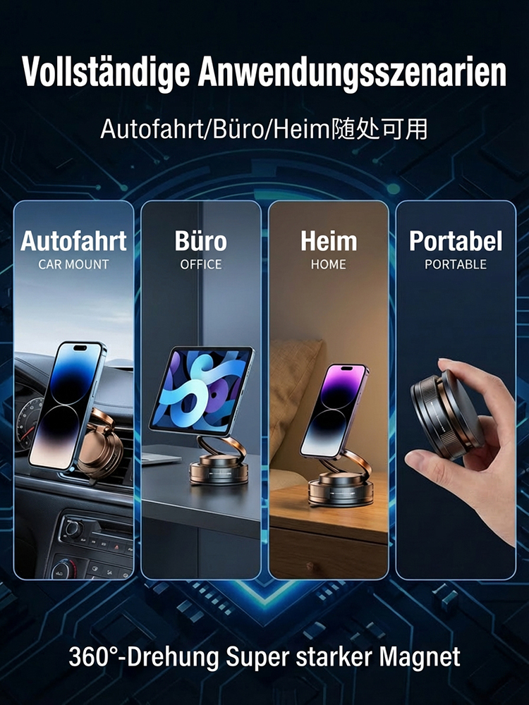 Vakuum-Magnet-Halter 360° Drehbare Handyhalterung