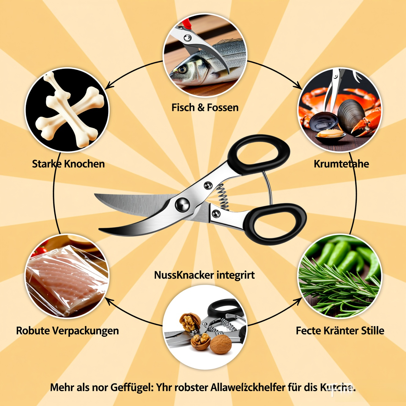 Coupe-os en acier inoxydable pour poulet (poignée en plastique