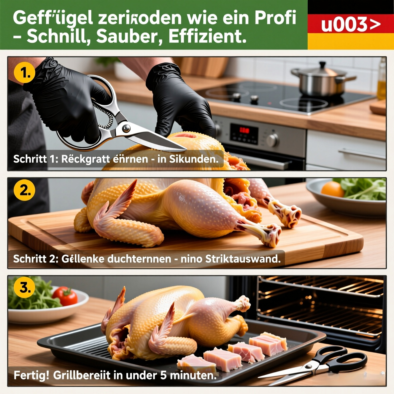 Coupe-os en acier inoxydable pour poulet (poignée en plastique