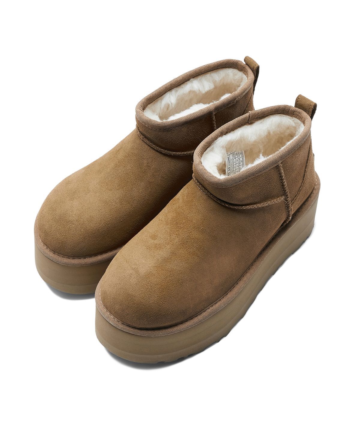 스웨이드 레더 미니 플랫폼 부츠 (클래식 울트라 미니 플랫폼) - 체스넛