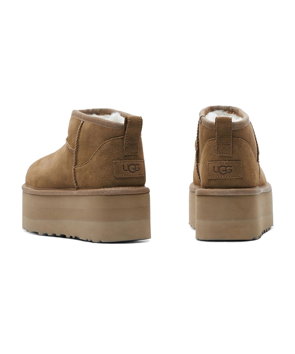 스웨이드 레더 미니 플랫폼 부츠 (클래식 울트라 미니 플랫폼) - 체스넛