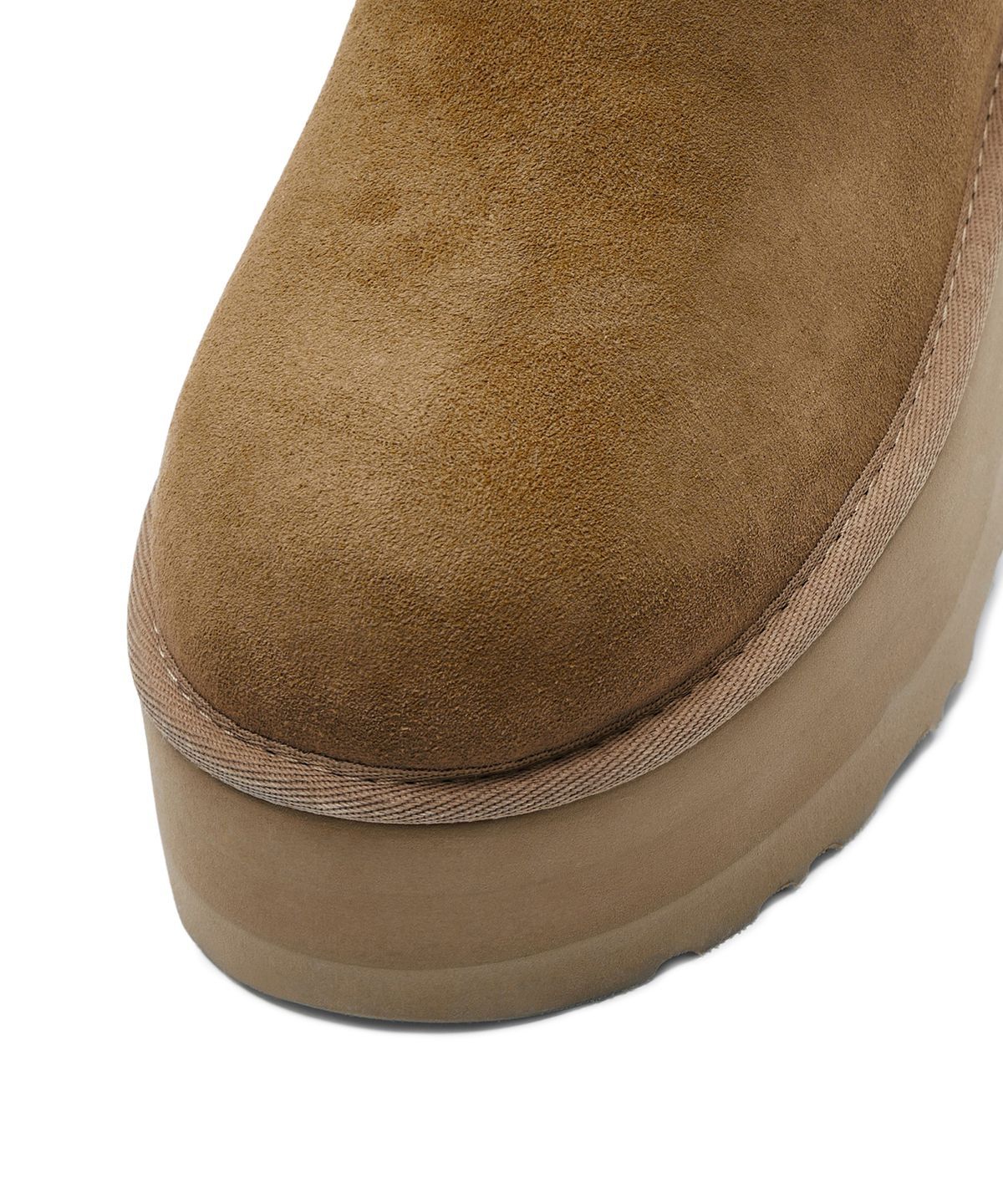 스웨이드 레더 미니 플랫폼 부츠 (클래식 울트라 미니 플랫폼) - 체스넛