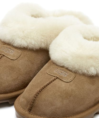 [무료반품]퍼 카라 스웨이드 슬리퍼 (코케트) W - 체스넛 