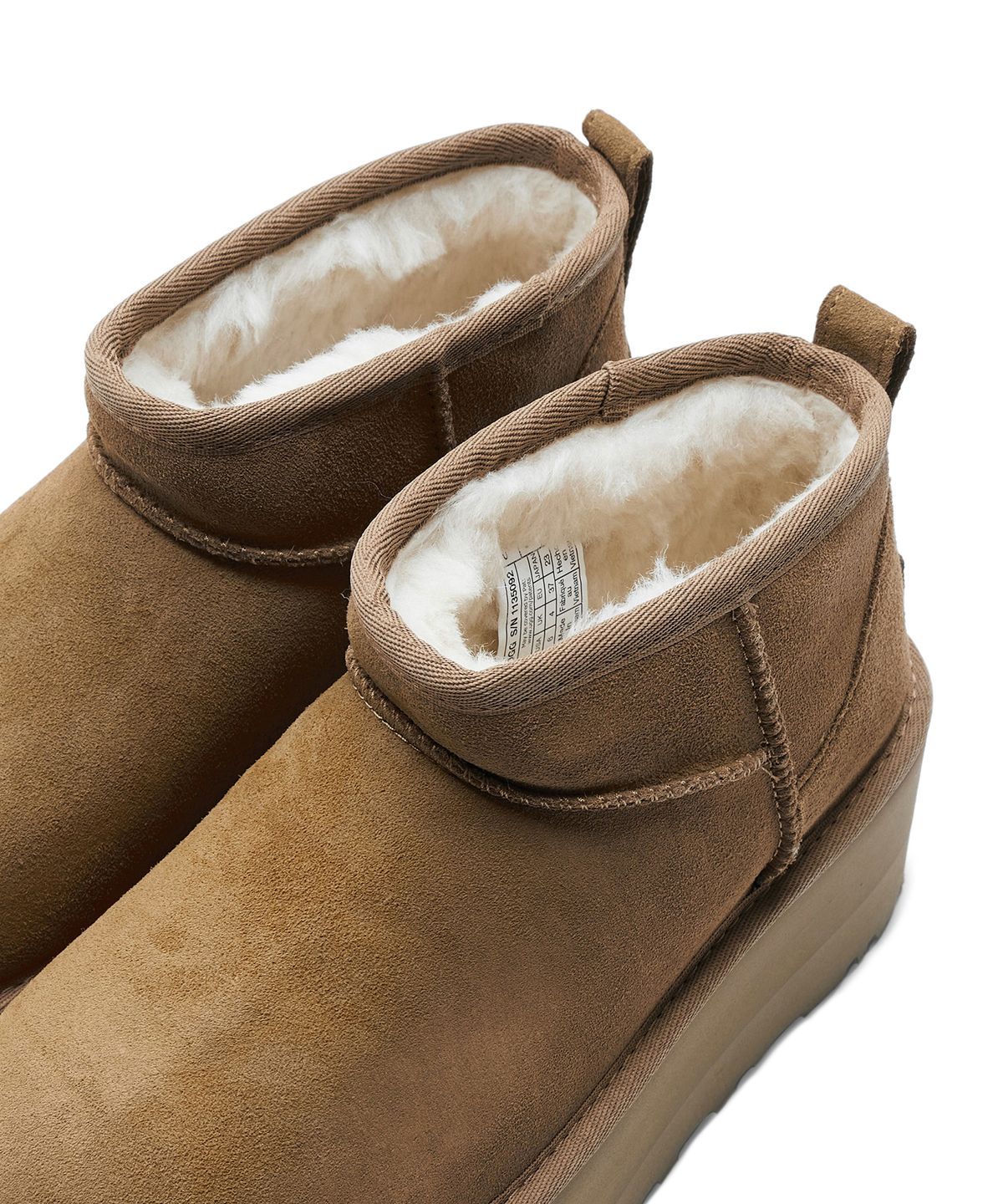 스웨이드 레더 미니 플랫폼 부츠 (클래식 울트라 미니 플랫폼) - 체스넛