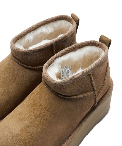 스웨이드 레더 미니 플랫폼 부츠 (클래식 울트라 미니 플랫폼) - 체스넛