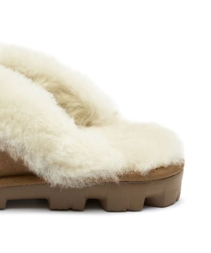 [무료반품]퍼 카라 스웨이드 슬리퍼 (코케트) W - 체스넛 