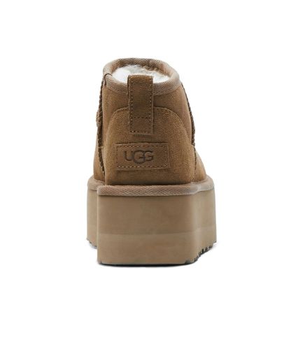 스웨이드 레더 미니 플랫폼 부츠 (클래식 울트라 미니 플랫폼) - 체스넛