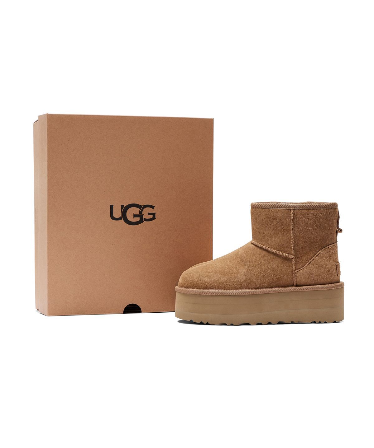 [무료반품]스웨이드 레더 플랫폼 부츠 (클래식 미니 플랫폼) W - 체스넛 