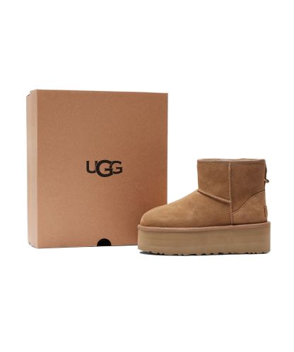 [무료반품]스웨이드 레더 플랫폼 부츠 (클래식 미니 플랫폼) W - 체스넛 