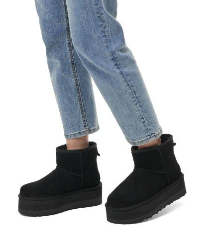 [무료반품]스웨이드 레더 플랫폼 부츠 (클래식 미니 플랫폼) W - 블랙