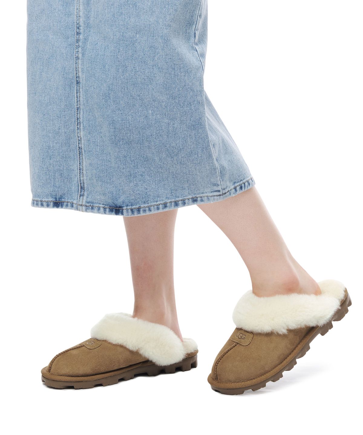 [무료반품]퍼 카라 스웨이드 슬리퍼 (코케트) W - 체스넛 