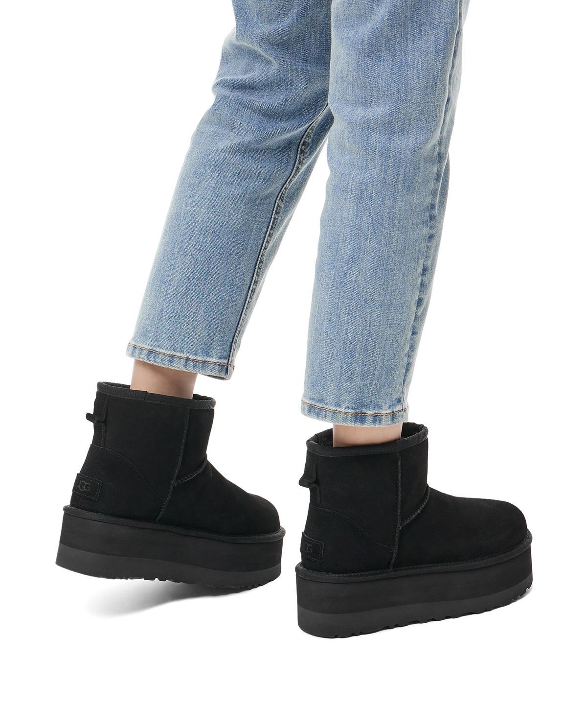 [무료반품]스웨이드 레더 플랫폼 부츠 (클래식 미니 플랫폼) W - 블랙