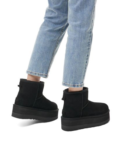 [무료반품]스웨이드 레더 플랫폼 부츠 (클래식 미니 플랫폼) W - 블랙