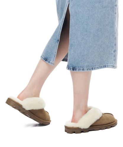 [무료반품]퍼 카라 스웨이드 슬리퍼 (코케트) W - 체스넛 