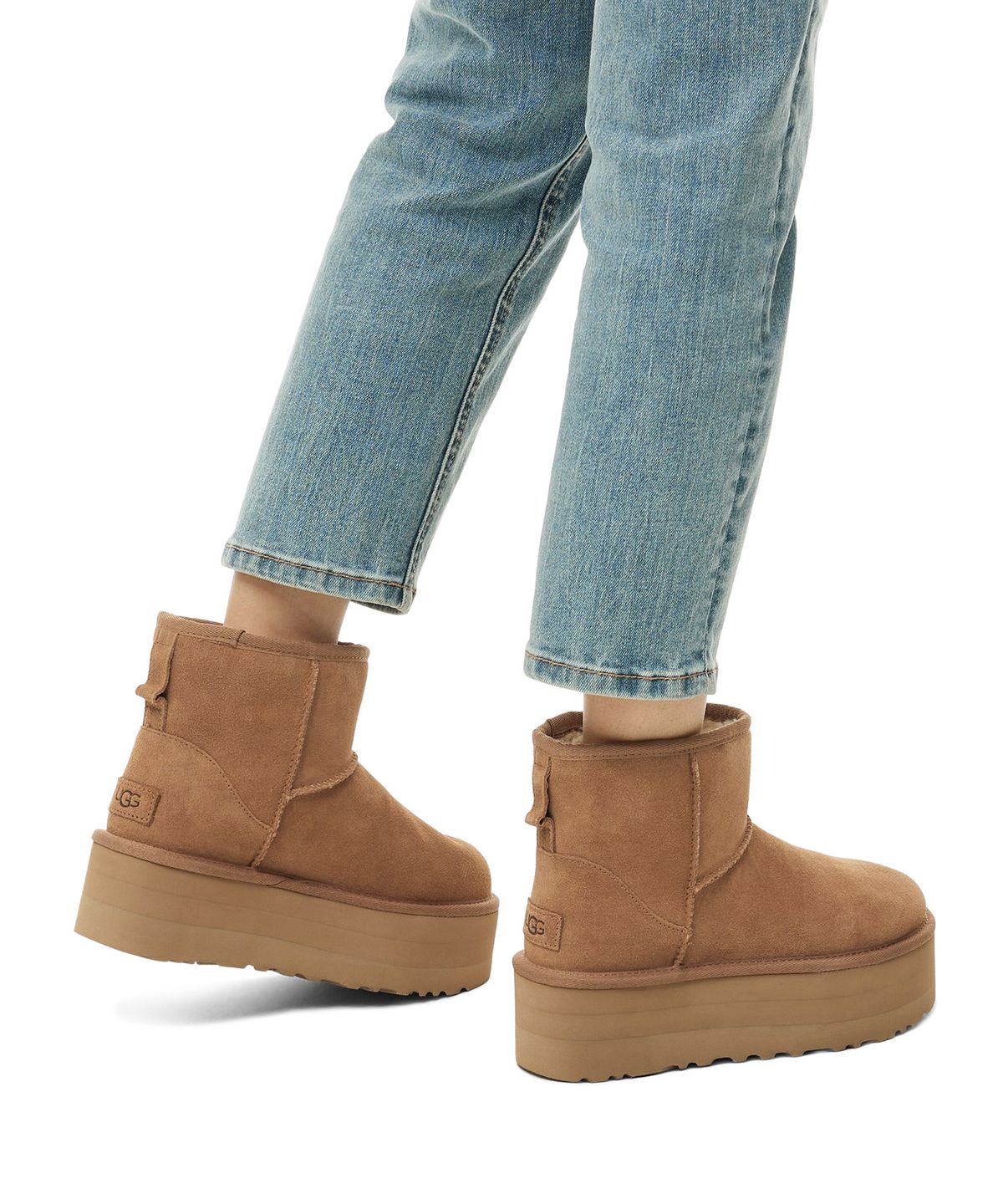 [무료반품]스웨이드 레더 플랫폼 부츠 (클래식 미니 플랫폼) W - 체스넛 