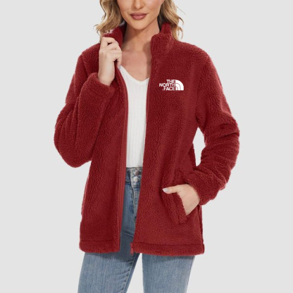 2025 TNF®-Women's Fuzzy Sherpa Jacket - Full-Zip Warm Fleece Teddy Coat with Zipper Pockets