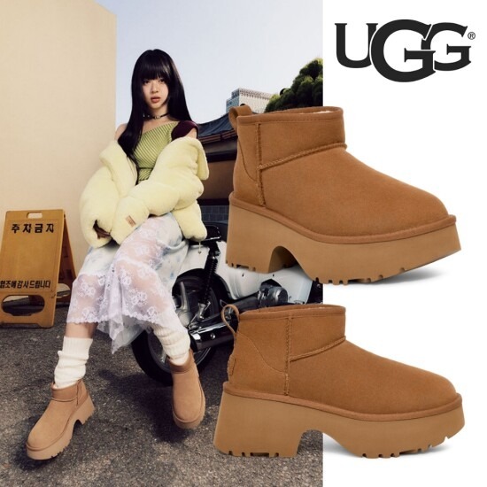 (어그 X 뉴진스하니) 여성부츠 클래식 울트라 미니 뉴 하이츠 1158311_CHE 카멜