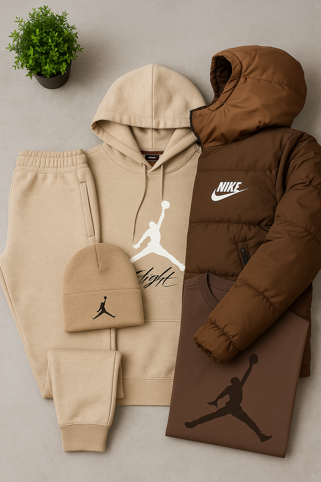 Nk™ Complete Set - Sweatshirt, Pants, Puffer Jacket &amp; T-shirt
