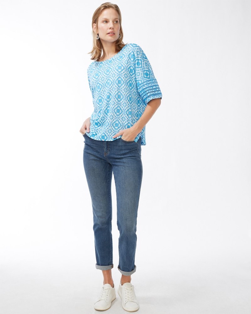 3/4 Button Sleeve Slub Tunic Very Cherry