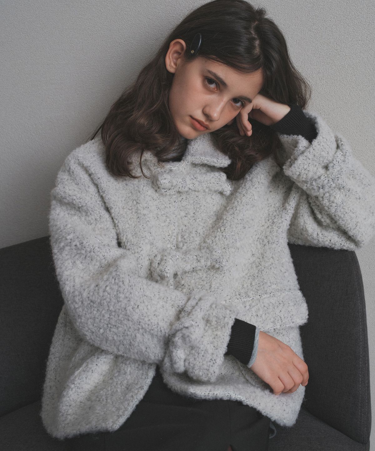 헤어리 버튼 울 숏 코트_2Color