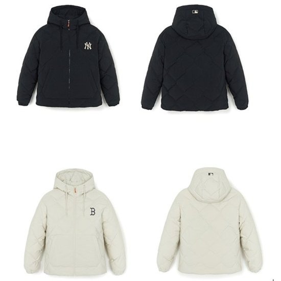 MLB (3ADJB2756-2) 고프코어 후드 다이아퀼팅 경량 숏패딩 점퍼