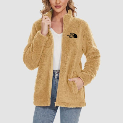 2025 TNF®-Women's Fuzzy Sherpa Jacket - Full-Zip Warm Fleece Teddy Coat with Zipper Pockets