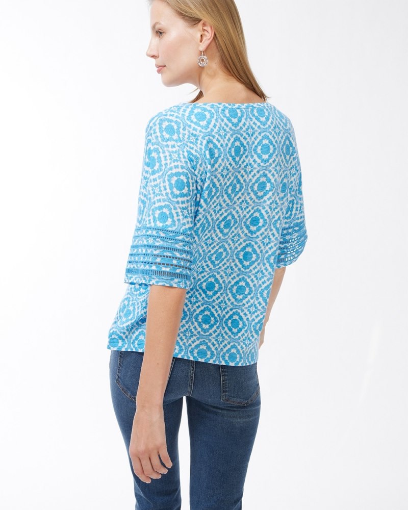 3/4 Button Sleeve Slub Tunic Very Cherry